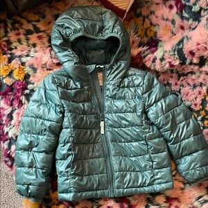 Primary Teal/Green Puffer Jacket with Hood